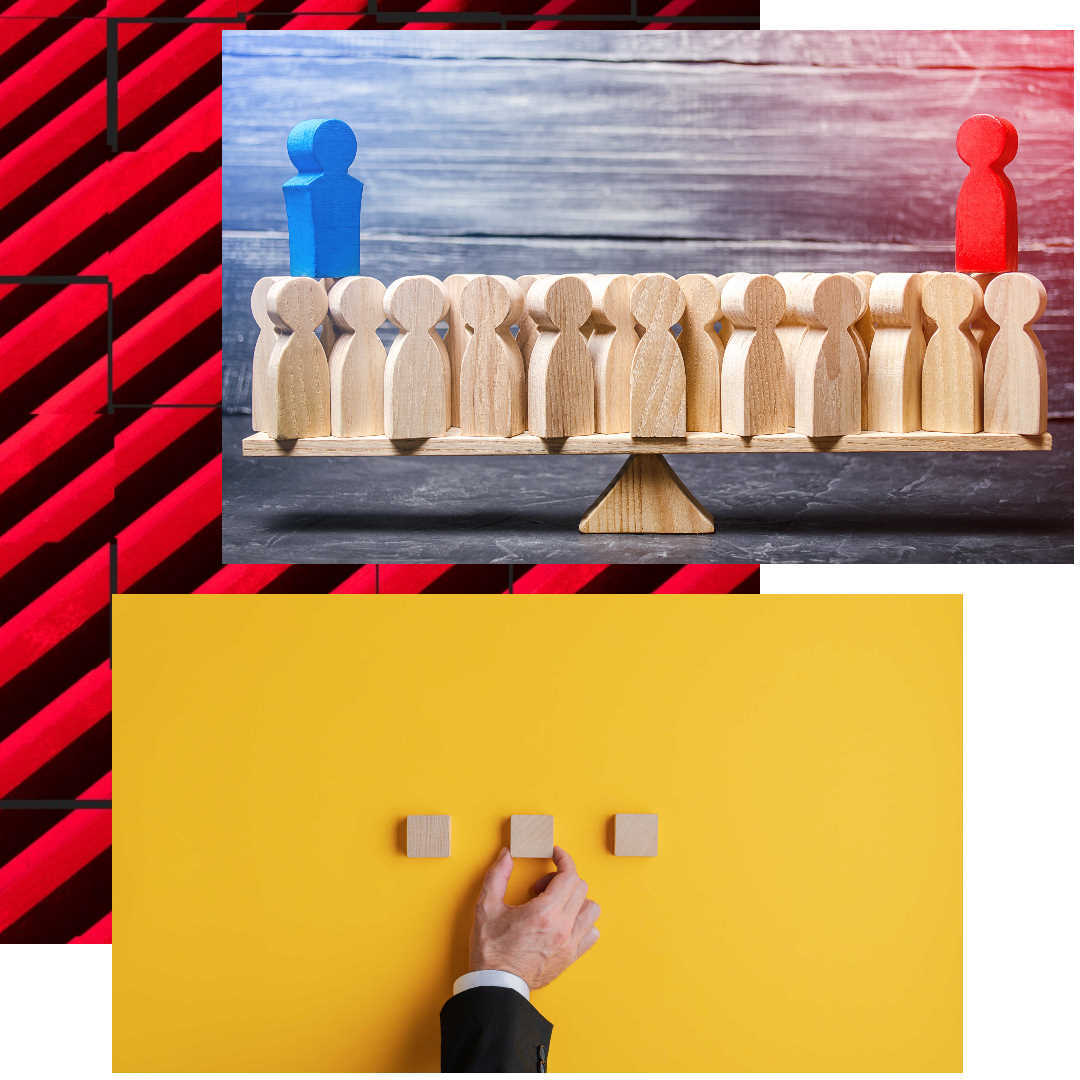 Abstract Background Hand on Wooden Blocks and Wooden Pegs on SeeSaw